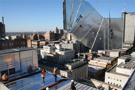 Luthe Sheet Metal completed a core and shell renovation of the historic Strawbridge's Building at 8th & Market St. in Philadelphia. Our project included the largest helicopter pick in Philadelphia's history.