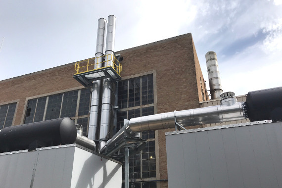 Luthe Sheet Metal installed breeching stacks for Villanova's Cogeneration Plant project.